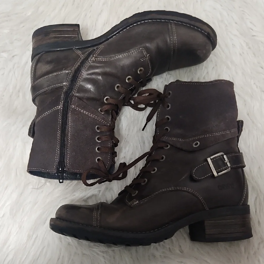 Taos CRAVE Women's Brown Lace-Up Buckle Combat Boots SZ39 - Picture 3 of 9